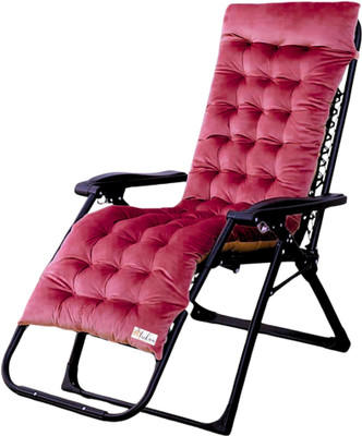 maatrikaa Cotton Chair Pad Pack of 1 Solid Straight Comfortable Velvet Long Chair Pad | Backrest Chair Seat Cushion(Maroon)