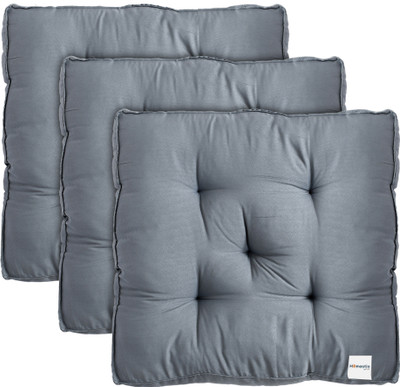 HOMESTIC by Kuber Industries Microfibre Solid Chair Pad Pack of 3(Grey)