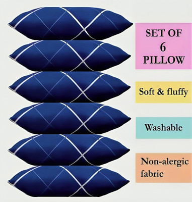 vraanc Luxury Polyester Fibre Abstract, Floral Sleeping Pillow Pack of 6(Blue)
