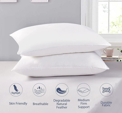 fulffystyl Microfibre Solid Sleeping Pillow Pack of 2(White)