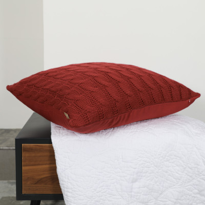 EcruE Valentine Polyester Fibre Solid Cushion Pack of 1(Red)