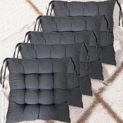 SOFT SNOOZE Soft Luxury Microfibre Solid Chair Pad Pack of 5(Grey)