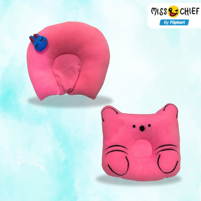 Miss & Chief Cotton Baby Pillow Pack of 2 Toons & Characters(Pink, Pink)