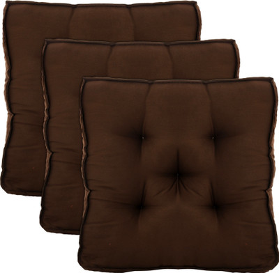 KUBER INDUSTRIES Microfibre Solid Chair Pad Pack of 3(Brown)