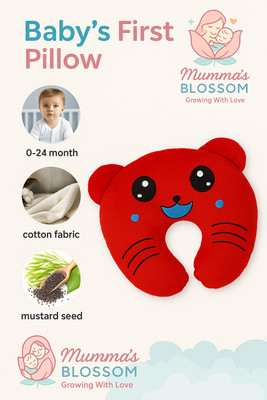 MUMMA'S BLOSSOM Cotton Baby Pillow Pack of 1 Animals(CAT RED AND BLACK)
