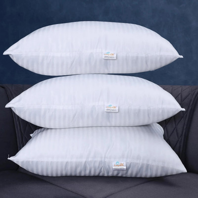 Eesysoft Comfortable Standard Polyester Fibre Solid Sleeping Pillow Pack of 3(White)
