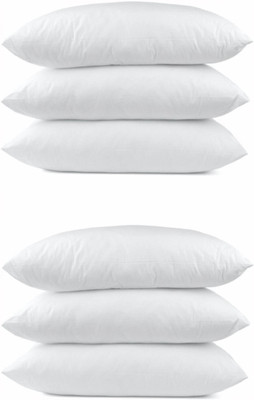 KVASTRA Microfibre Solid Sleeping Pillow Pack of 6(White)