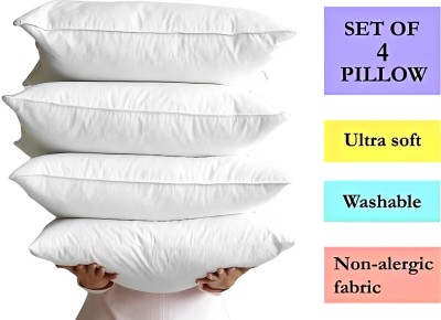 YABAN ULTRA SOFT LUXURY Microfibre Abstract, Solid Sleeping Pillow Pack of 4(White)