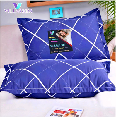 VILLAGERS LUXURY Polyester Fibre Abstract Sleeping Pillow Pack of 2(Blue)