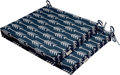 Vargottam Foam Geometric Chair Pad Pack of 2(Navy Blue1)