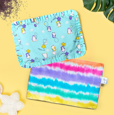 Superbottoms Mustard Seeds Baby Pillow Pack of 2 Solid(Little Pingu + Extra Cover)