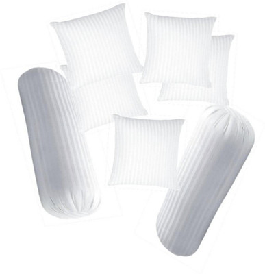GTX Microfibre Cushion Pack of 7 Stripes Classic Combo Set Of 2 Premium Bolster & 5(White)
