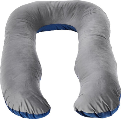 fluffymummy Cotton Solid Pregnancy Pillow Pack of 1(Blue & grey)
