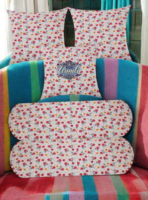Urmila Creation Microfibre Bolster Pack of 5 Floral 2 Bolster 3 Cushion(Multicolor)