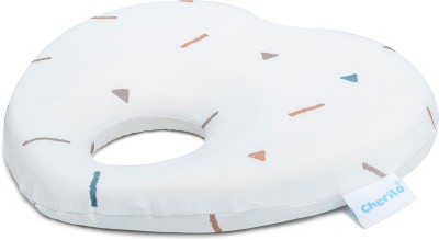 Cherilo Memory Foam Head Shaping Pillow for New Born Baby, Memory Foam Geometric Baby Pillow Pack of 1(White Fancy Triangles)