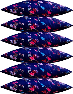 Swikon star Microfibre Floral Sleeping Pillow Pack of 6(Blue)