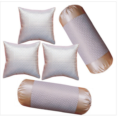 RACCOON Microfibre Bolster Pack of 5 Solid With Cover,Combo Set Of 3 Premium Cushions & 2 Bolster(WHITE,GOLD)