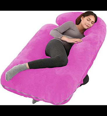 Mojo J shape solid pregnancy pillow Microfibre Solid Pregnancy Pillow Pack of 1(Pink)