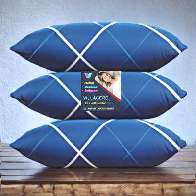 Tecsun LUXURY Microfibre Abstract Sleeping Pillow Pack of 3(Blue)