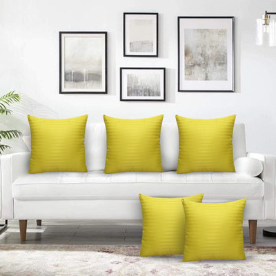 Embroco Polyester Fibre Solid Cushion Pack of 5(Yellow)