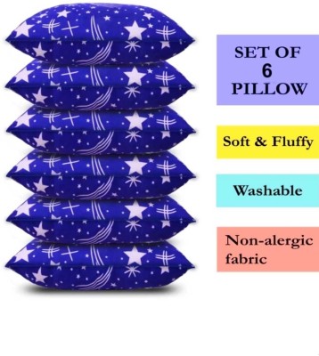 TWIROX LUXURY Polyester Fibre Abstract Sleeping Pillow Pack of 6(Blue)