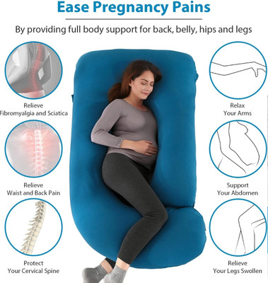 fluffymummy Cotton Solid Pregnancy Pillow Pack of 1(Blue)