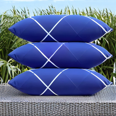 EIRINI LUXURY Polyester Fibre Solid Sleeping Pillow Pack of 3(Blue)