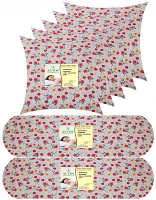 ACTOS Microfibre Floral Bolster Pack of 7(Multicolor)