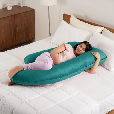 Wakefit G-Shape Memory Foam Solid Pregnancy Pillow Pack of 1(Peacock Green)