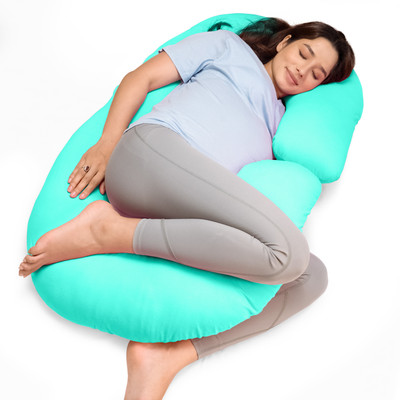 LuvLap Polyester Fibre Solid Pregnancy Pillow Pack of 1(Teal Green)