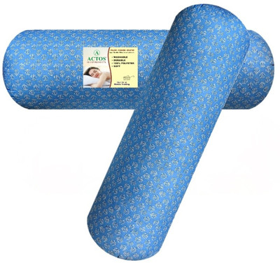ACTOS Microfibre Bolster Pack of 2 Floral(Light Blue)