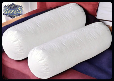 JAI SHRI Round Microfibre Solid Bolster Pack of 2(White)