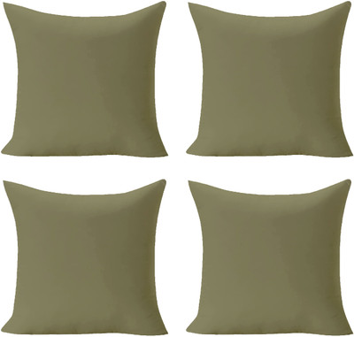 Divine Casa Polyester Fibre Solid Cushion Pack of 4(Olive Green)