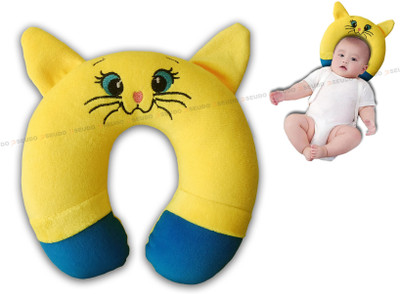Omvista Microfibre Smiley Baby Pillow Pack of 1(Cat Yellow)
