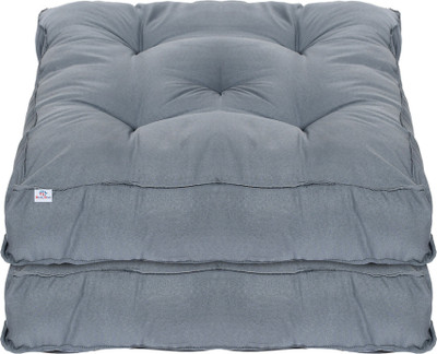 Heart Home Microfibre Solid Chair Pad Pack of 2(Grey)
