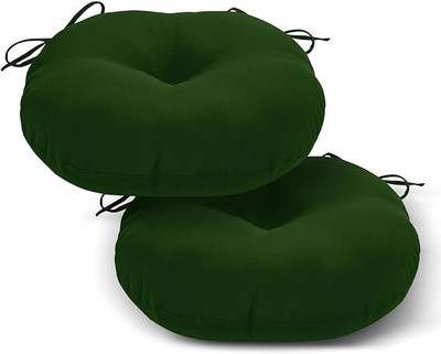 Angel Mommy Cotton Chair Pad Pack of 2 Solid Antique Round Chair Cushion Round Chairpad(D.GREEN)