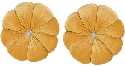 alden cushion set bedroom and soffa set Microfibre Solid Cushion Pack of 2(Gold)