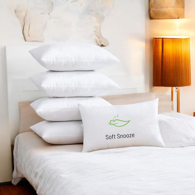 SOFT SNOOZE Luxury Microfibre Solid Sleeping Pillow Pack of 5(White)