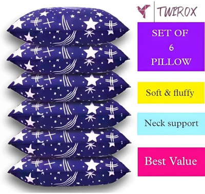 TWIROX LUXURY Polyester Fibre Abstract, Solid Sleeping Pillow Pack of 6(Blue)
