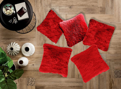 PICKKART Microfibre Solid Cushion Pack of 5(Red)