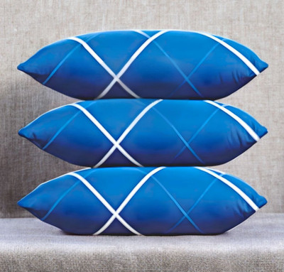 Urmila Creation LUXURY Microfibre Solid Sleeping Pillow Pack of 3(Blue)