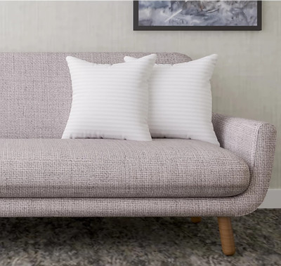RACCOON Set Of Soft Microfibre Stripes Cushion Pack of 2(White)