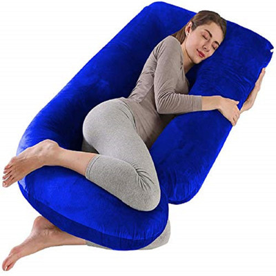 WILD MINT J Shape Polyester Fibre Solid Pregnancy Pillow Pack of 1(royal blue)