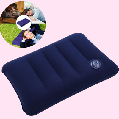 Jantrex Air Travel Pillow Pack of 1 Solid Soft Inflatable Cushion Foldable Lightweight Pillow for Outdoor Travel Rest(Blue)