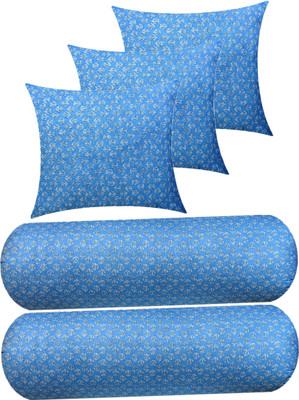Changers Microfibre Floral Sleeping Pillow Pack of 5(Light Blue)