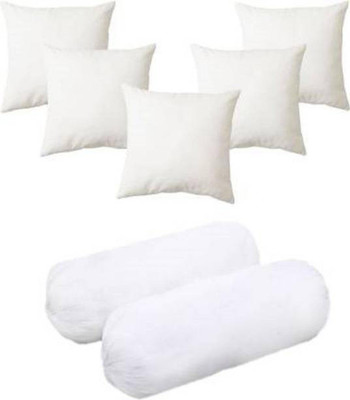 BOUGEONS Microfibre Bolster Pack of 7 Stripes 2 Bolester 5 Cushion(White)