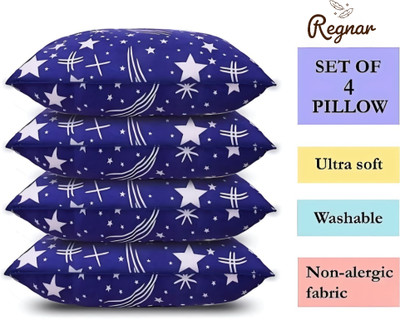 Regnar Cotton Sleeping Pillow Pack of 4 Solid Luxury(Blue)