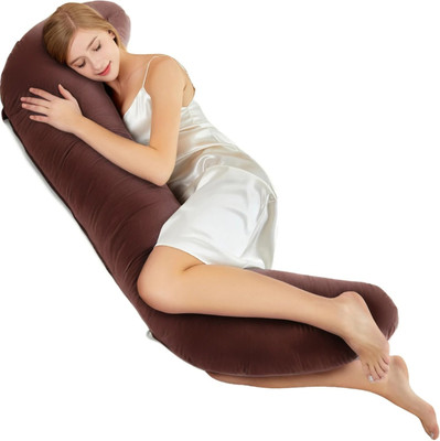 Soo Jaoo Maternity Pillow Microfibre Solid Pregnancy Pillow Pack of 1(Brown)