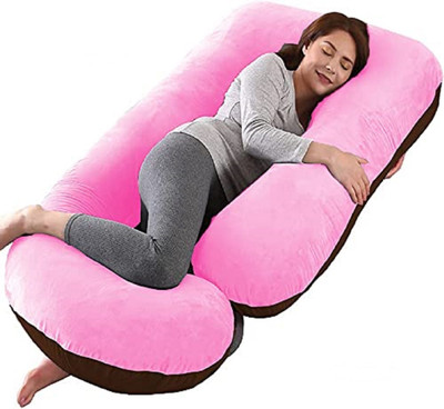 dyf ultra soft j shaped Polyester Fibre Solid Pregnancy Pillow Pack of 1(PINK AND BROWN)