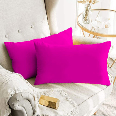 softlyf Rectangular Filled Pillow Cushion For Sofa Living Room And Bedroom, 12 x 18 Microfibre Solid Sleeping Pillow Pack of 2(Pink)